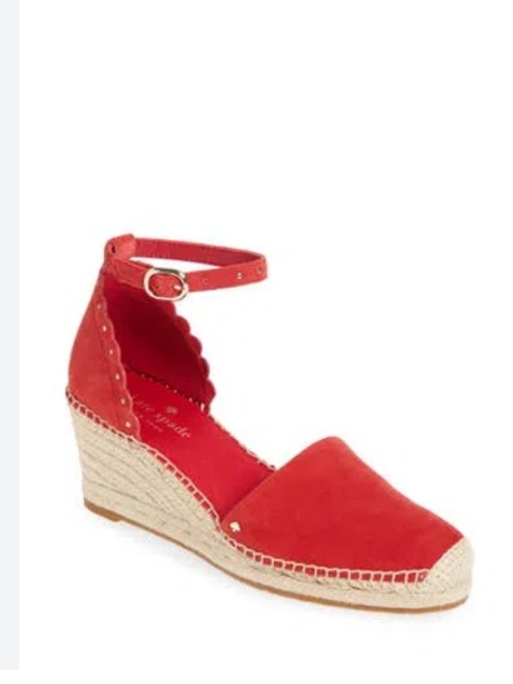 Kate Spade Polly Red Ankle-Strap Espadrille Wedge Women's Shoe NEW
